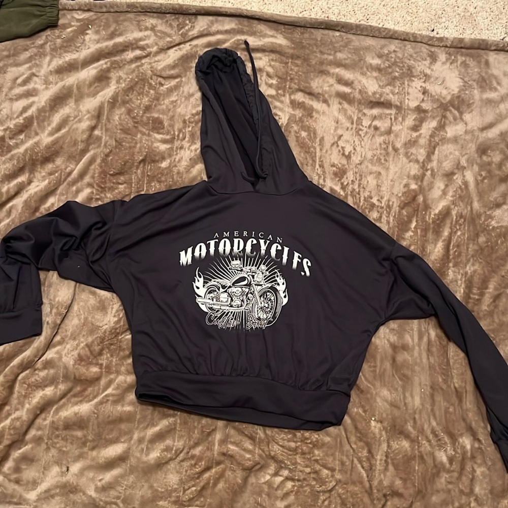 Motorcycle crop hoodie